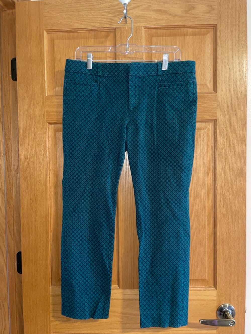 Banana Republic Teal and Navy Geometric Print Pants